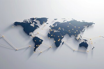 Aufkleber - A simple and symbolic image featuring a world map with highlighted travel routes, ideal for travel agencies and global booking services. Generative AI