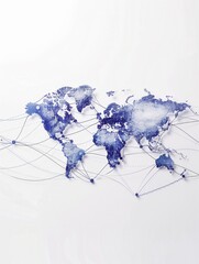 Aufkleber - A simple and symbolic minimalist world map featuring highlighted routes, perfect for travel agencies and global booking services. Generative AI