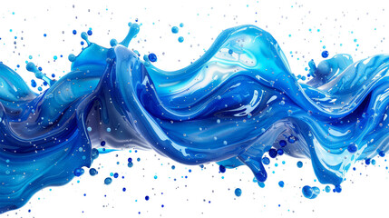 Clear dark blue water splash with bubbles isolated on transparent background, PNG on transparent background