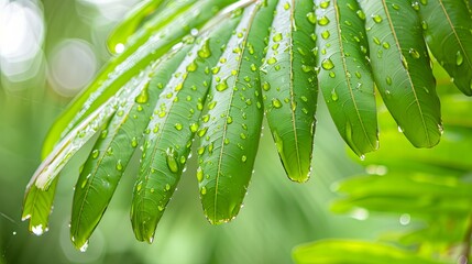 Wall Mural - Green tropical plant close-up