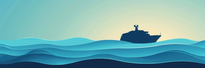 Aufkleber - A minimalistic and elegant silhouette of a sailboat on the water, captured at sunset. Ideal for companies offering sea travel and yachting. Generative AI