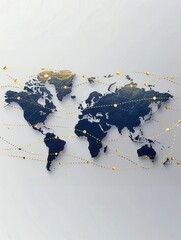 Aufkleber - A simple and symbolic world map with highlighted travel routes, perfect for travel agencies and global booking services. Generative AI