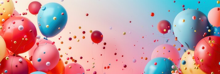 Poster - A colorful backdrop of balloons of various shapes and sizes, perfect for companies organizing parties and selling festive goods. Generative AI