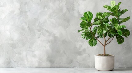 Wall Mural - Indoor plant with white wall backdrop for copy space
