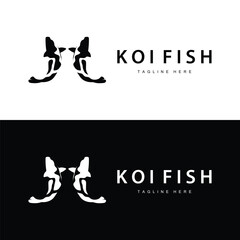 Sticker - Koi Fish Logo Design Chinese Lucky Ornamental Fish Goldfish Company Brand