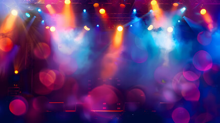 Wall Mural - Blurred concert lighting effects and party atmosphere on stage