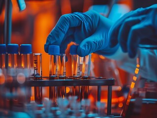 Poster - Laboratory Research with Test Tubes in a Gloved Hand