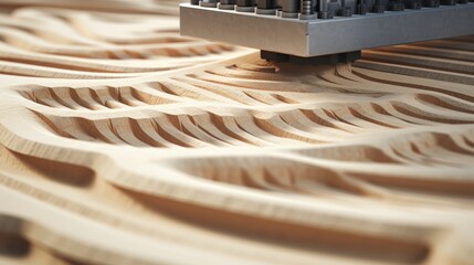 Poster - Cnc machine crafting textured wood, blending tactile and visual appeal for enhanced aesthetics