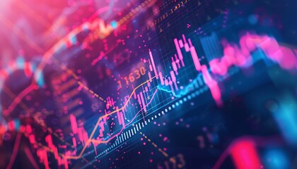 Poster - Abstract Financial Data Visualization with Neon Lights