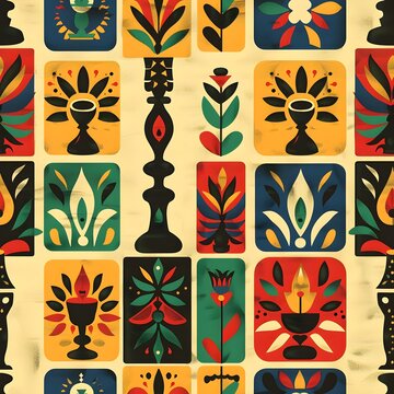 Kwanzaa Symbols Seamless Background Patterns - Tileable - Image 7 of 12 - 16.8MP created with AI