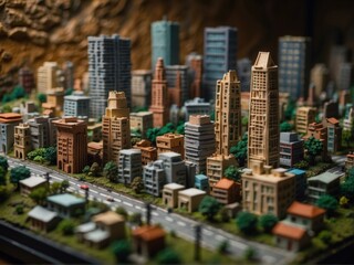  A miniature model of a city. AI.