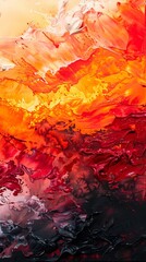Wall Mural - Abstract painting with vibrant red, orange, and black colors