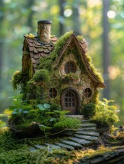 Canvas Print - A beautiful fairy house nestled in the heart of a lush forest. AI.