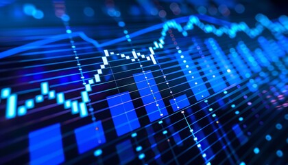 Poster - Abstract Blue Financial Graph with Data Visualizations
