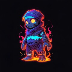 Sticker - A fire mummy with radiant feathers and dazzling colors