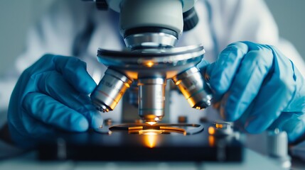 Poster - Close-up of a Microscope in a Laboratory Setting