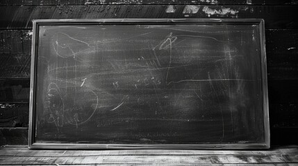 Poster - monochrome blackboard on wood surface