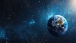 © Artyom - Earth floats in vast, star-filled outer space with cosmic blue hues and bright light