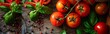 © Juan - Fresh tomatoes and basil on a rustic wooden surface