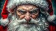 © Alon - Close-up portrait of an evil Santa Claus. Character from New Year and Christmas fairy tales. A dissatisfied person judges or shouts. Concept: aggressive, unpleasant person.
