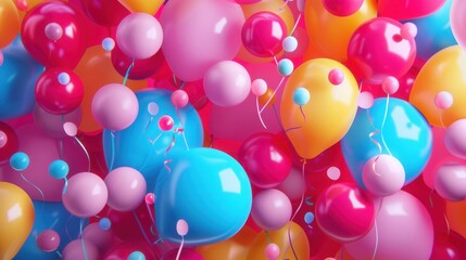 Aufkleber - A vibrant background featuring a multitude of colorful balloons in various shapes, perfect for celebrations and festive events. Generative AI