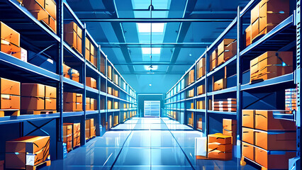 Wall Mural - Organized chaos! A warehouse full of items on shelves - AIG Illustration