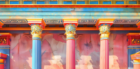 Wall Mural - Colorful Columns of an Ancient Building Illustration