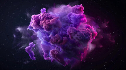Wall Mural - 3d spectacular cosmic cloud explosion within transparent sphere with black background. nebula and st