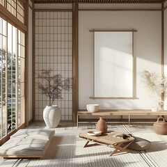 Poster - Minimalist Japanese Living Room Design with a Modern Touch