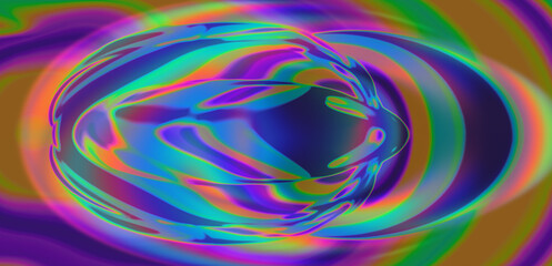 Poster - Abstract psychedelic background with neon colorful geometric patterns.