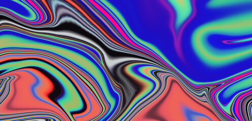 Poster - Acid neon glitchy background with trippy colorful stains.