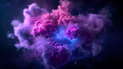 Wall Mural - spectacular cosmic cloud explosion within transparent square with black background. colorful nebula 