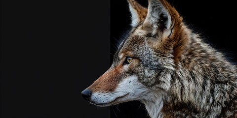 Wall Mural - Realistic photography of a coyote, pure solid color background, 