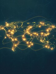Aufkleber - A simple and symbolic world map with highlighted routes, perfect for travel agencies and global booking services. Generative AI