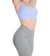 © New Africa - Woman with slim body posing on white background, closeup