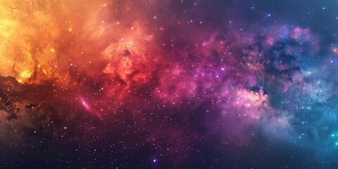 Wall Mural - Vibrant space scene with galaxies and stellar nebulae, showcasing a colorful and awe-inspiring view of the cosmos.