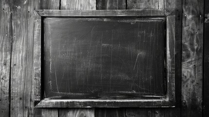 Poster - monochrome blackboard on wood surface