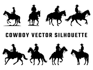 cowboy rider riding a horse. wild west figure illustration of a guy riding a horse wearing a cowboy hat and lasso. 