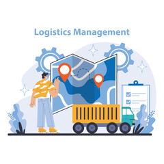 Poster - Logistics and Inventory Management concept. Flat vector illustration.