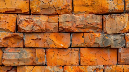 Poster - Texture of a wall made of orange bricks