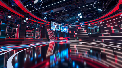 a modern news broadcast studio