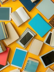 Aufkleber - An assortment of tablets and e-readers displaying educational materials and e-textbooks, representing the modern advancements in digital learning. Generative AI