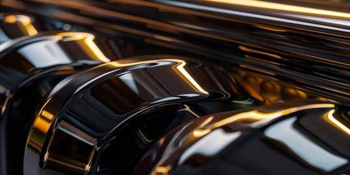 Abstract Smooth Wavy Strips Colorful Golden Glass 3D Object abstract wallpaper