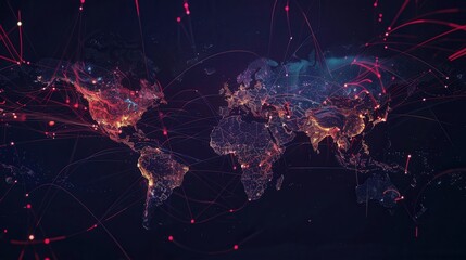 Poster - A minimalist world map with highlighted travel routes, perfect for travel agencies and booking services. Generative AI