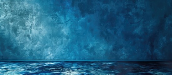 Wall Mural - Stylish panoramic blue gradient background with textured navy blue stucco wall for design with ample space