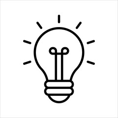 Wall Mural - black bulb with checkmark like quick tip icon, flat stroke linear simple trend modern efficiency logotype design element isolated on white background.