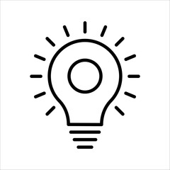 Wall Mural - black bulb with checkmark like quick tip icon, flat stroke linear simple trend modern efficiency logotype design element isolated on white background.