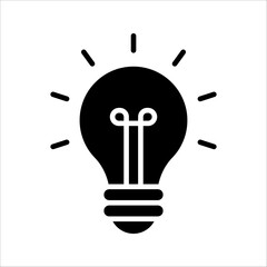 Wall Mural - black bulb with checkmark like quick tip icon, flat stroke linear simple trend modern efficiency logotype design element isolated on white background.