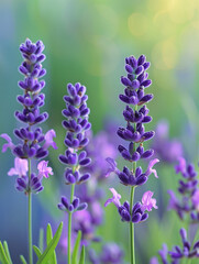 Canvas Print - Close-up of Vibrant Lavender Flowers in Bloom Against a Blurred Background