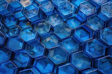 Poster - Abstract background showing a futuristic pattern made of blue hexagonal shapes with a modern design